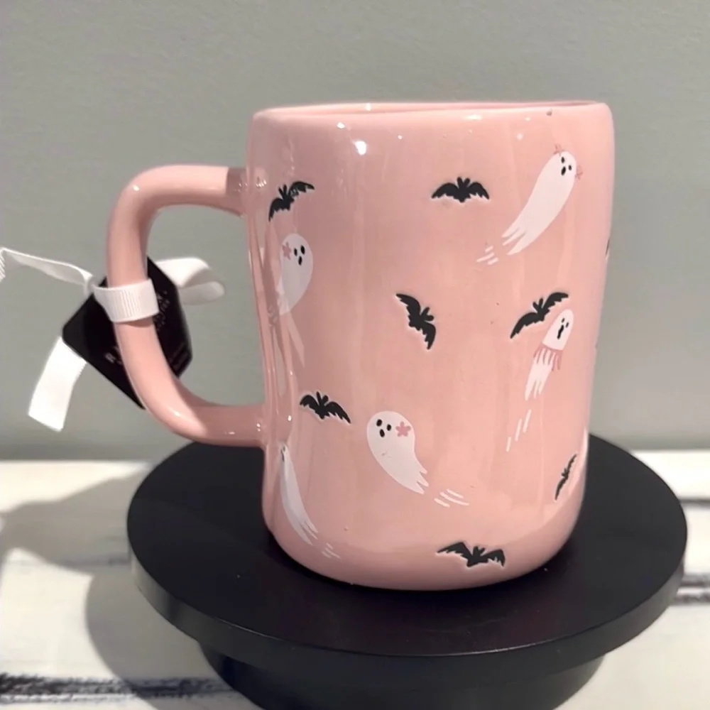 NEW Rae Dunn Disney Stitch Halloween Coffee Mug Pink Spooky Pumpkin‎ Ghosts Bats